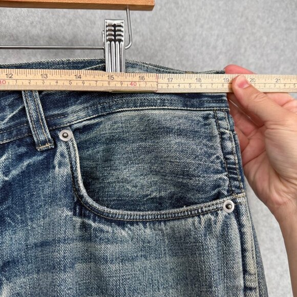 Carbon 2 Cobalt Mens Straight Leg Jeans Size 36 Light Wash Distressed Button Fly - Picture 12 of 15